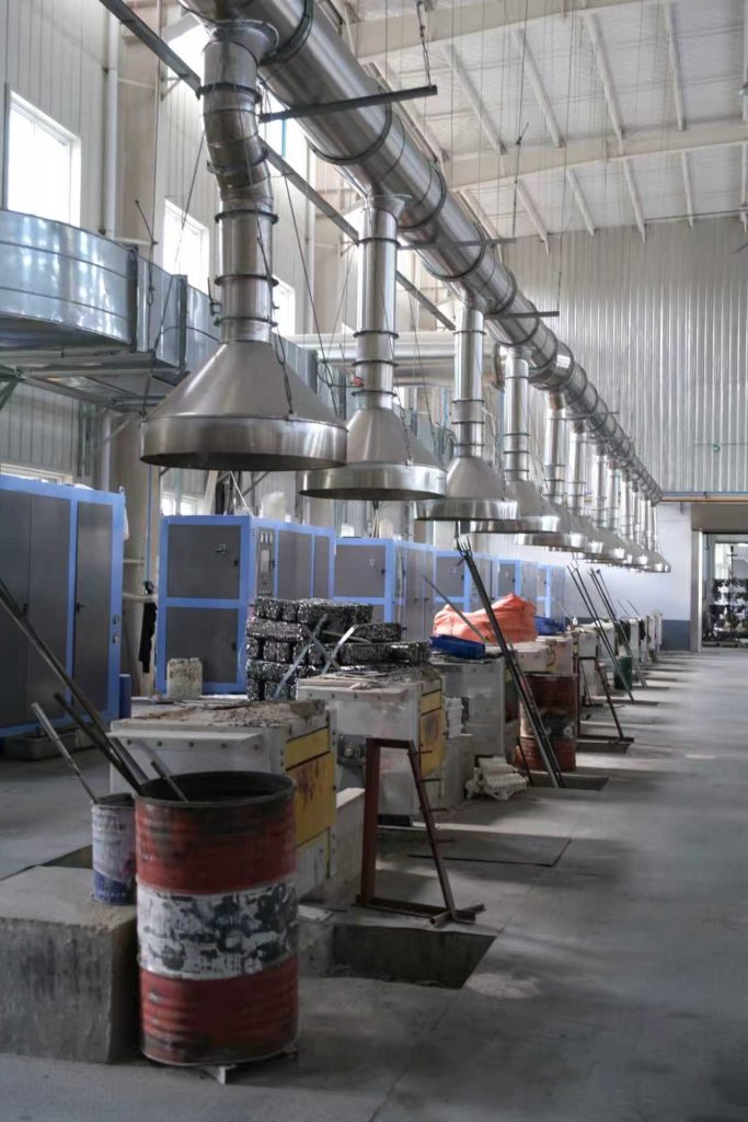 Large-scale investment casting baking and pouring workshop, showcasing high production capacity at Aohai foundry.