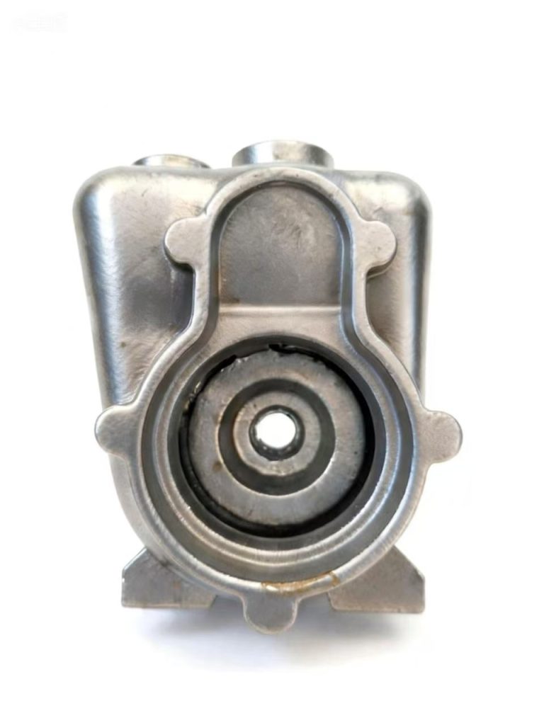 Corrosion-resistant investment cast stainless steel pump impeller and casing with CNC machined mating surfaces.