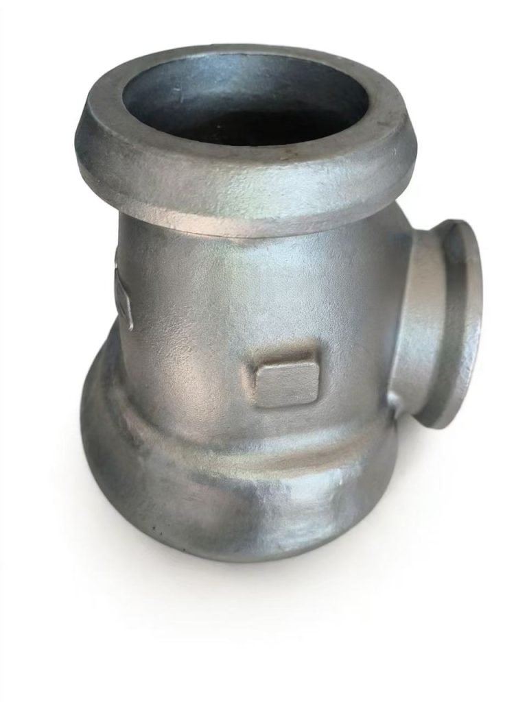Custom stainless steel investment cast pipe fittings and connecting tubes with smooth flow path for industrial piping systems.